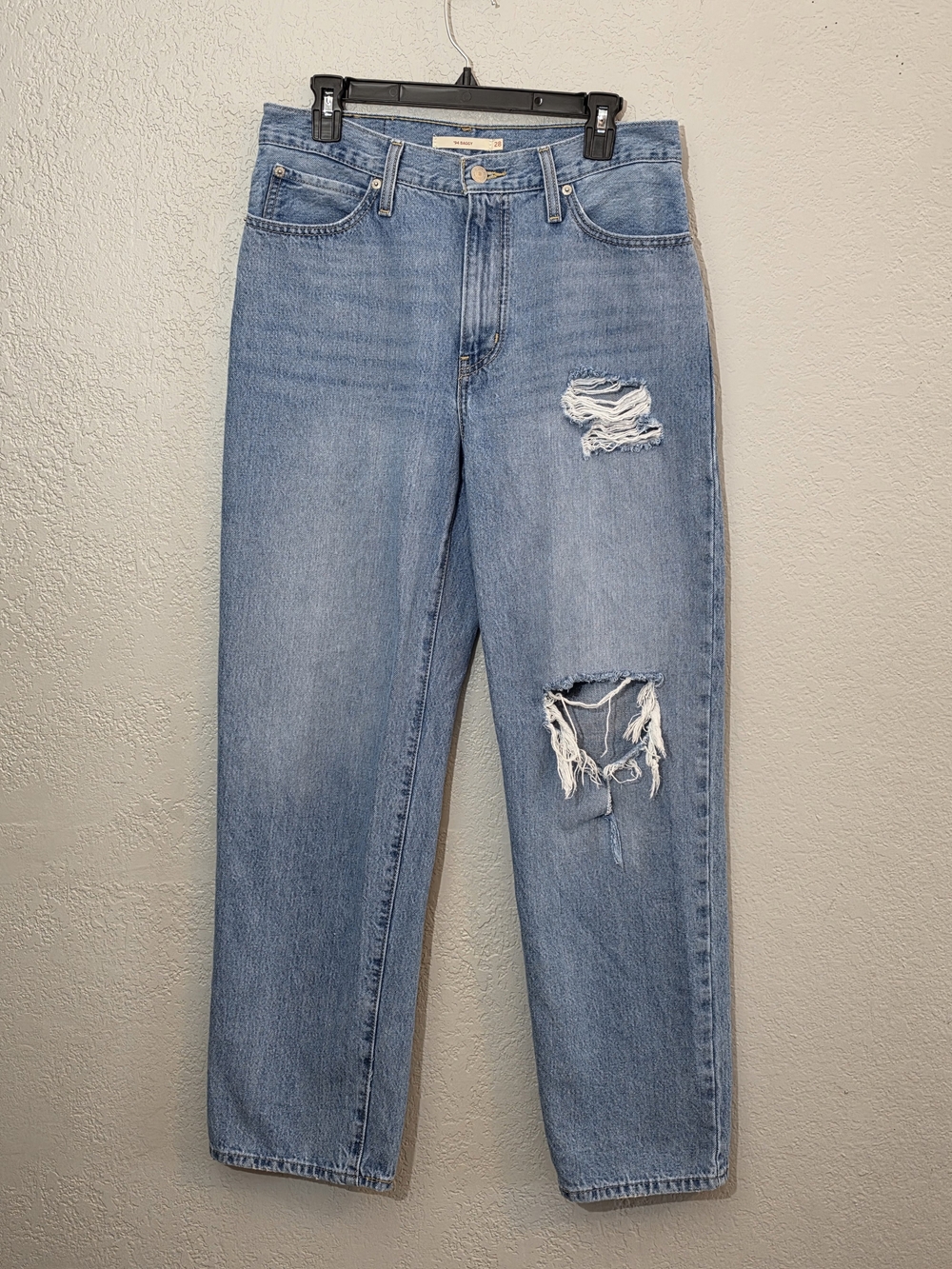 Levi's '94 Baggy Light Wash Distressed Wide Leg Jeans High Rise Womens 28